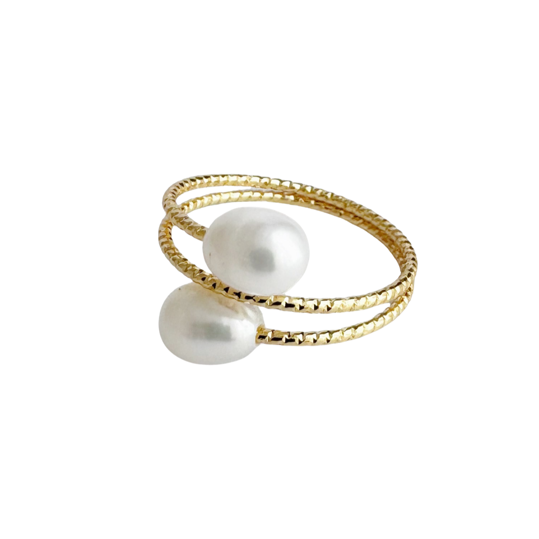 Baroque Double Pearl Ring /White