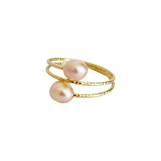 Baroque Double Pearl Ring／Pink