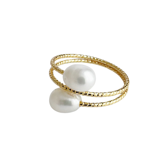 Baroque Double Pearl Ring ／White