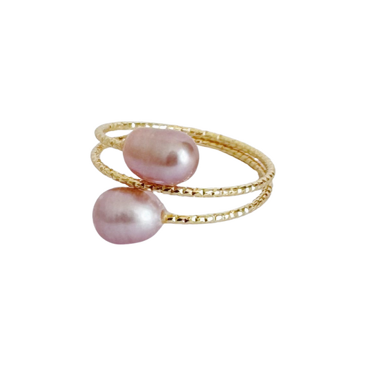 Baroque Double Pearl Ring／Purple